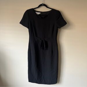 VTG Y2K Maggy  London Black Sheath Dress Beaded Bow Waist Short Sleeve Size 10